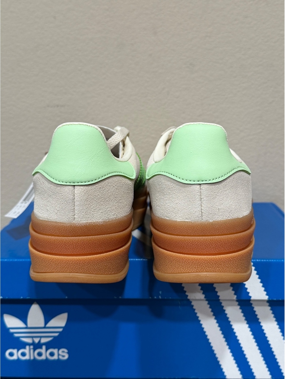 Size 5Y/6 Women - Adidas Gazelle Bold GS “Wonder White Semi Green Spark” - Picture 5 of 6